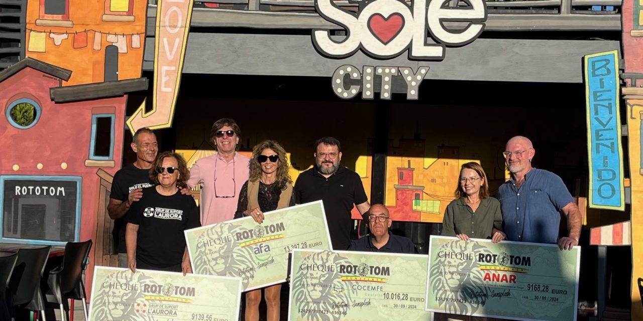 Rototom Sunsplash entrega a COCEMFE, AFA, Fundació ANAR i L’Aurora Grup de Suport els 41.700 euros recaptats en la darrera edició a través dels abonaments inclusius